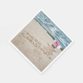 Frohe Weihnachten Sandman on Beach Serviette (Ecke)