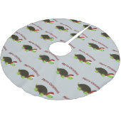 Frohe Weihnachten! Sankt-Schildkröte Polyester Weihnachtsbaumdecke (Schrägansicht)