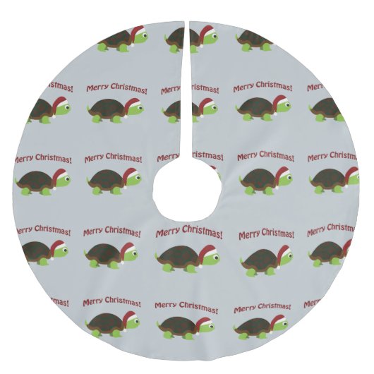 Frohe Weihnachten! Sankt-Schildkröte Polyester Weihnachtsbaumdecke (Vorderseite)