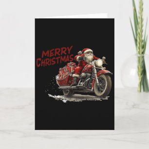 Frohe Weihnachten Santa auf einem Vintage-Motorrad Karte