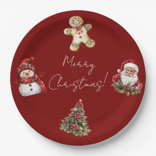 Frohe Weihnachten Santa Baum Weihnachten Pappteller