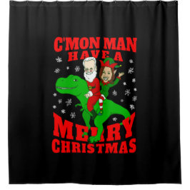 Frohe Weihnachten Santa biden kamala harris dinosa Duschvorhang
