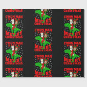 Frohe Weihnachten Santa biden kamala harris dinosa Geschenkpapier (Flach)