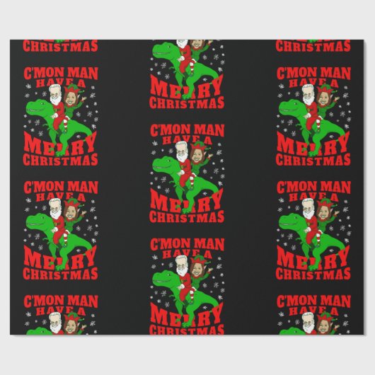 Frohe Weihnachten Santa biden kamala harris dinosa Geschenkpapier (Flach)