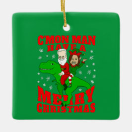 Frohe Weihnachten Santa biden kamala harris dinosa Keramikornament