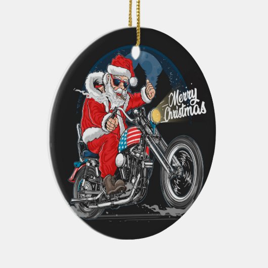 Frohe Weihnachten Santa Biker Keramik Ornament (Rechts)