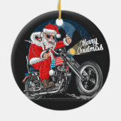 Frohe Weihnachten Santa Biker Keramik Ornament (Hinten)