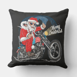 Frohe Weihnachten Santa Biker Kissen