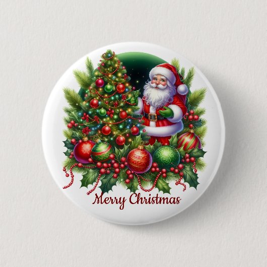 Frohe Weihnachten Santa Button (Vorderseite)