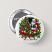 Frohe Weihnachten Santa Button (Vorne & Hinten)