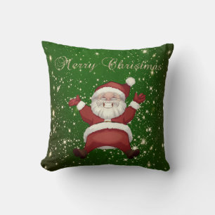 Frohe Weihnachten,Santa Claus,Funkeln,Grün Kissen