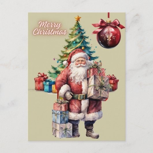 Frohe Weihnachten Santa Claus mit Geschenken (Vorderseite)
