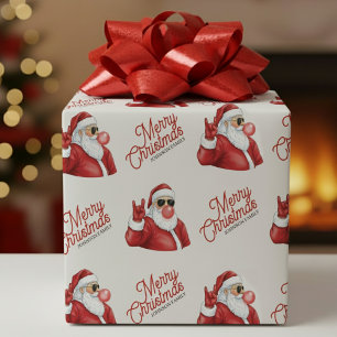 Frohe Weihnachten Santa Claus mit Sonnenbrille Mus Geschenkpapier