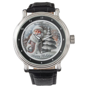 Frohe Weihnachten Santa Claus mit Weihnachtsbaum Armbanduhr