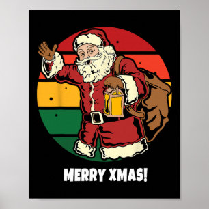 Frohe Weihnachten Santa Claus Retro Vintage Sonnen Poster