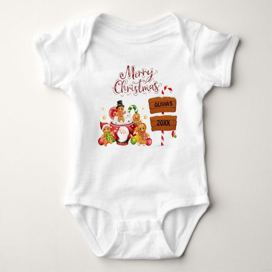 Frohe Weihnachten | Santa Claus Say Personalisiert Baby Strampler (Vorderseite)