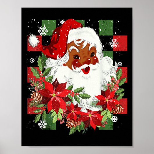 Frohe Weihnachten Santa Claus schwarze Afro Afrika Poster (Vorne)