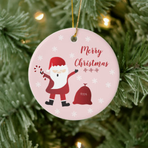 Frohe Weihnachten Santa Claus Spielzeugtasche Keramik Ornament