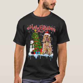 Frohe Weihnachten Santa Cocker Spaniel Light Xmas  T-Shirt