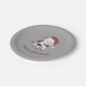 Frohe Weihnachten! Santa Cow Pappteller (Schrägansicht)