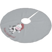 Frohe Weihnachten! Santa Cow Polyester Weihnachtsbaumdecke (Schrägansicht)