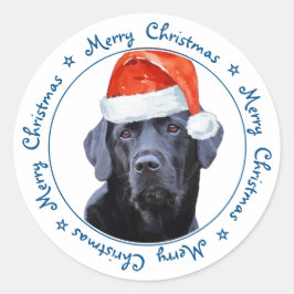 Frohe Weihnachten Santa Dog Black Labrador Runder Aufkleber