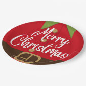 Frohe Weihnachten Santa Elf Anzug Pappteller (Schrägansicht)