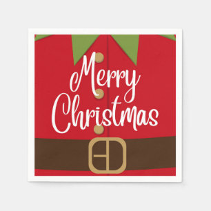 Frohe Weihnachten Santa Elf Anzug Serviette