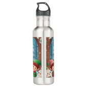 Frohe Weihnachten/Santa/Elfen Schnee Edelstahlflasche (Rückseite)