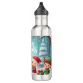 Frohe Weihnachten/Santa/Elfen Schnee Edelstahlflasche (Rechts)