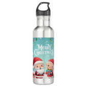 Frohe Weihnachten/Santa/Elfen Schnee Edelstahlflasche (Vorderseite)