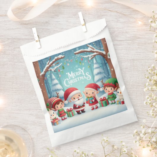 Frohe Weihnachten/Santa/Elfen Schnee Geschenktütchen (Ausgeschnitten)