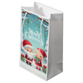 Frohe Weihnachten/Santa/Elfen Schnee Kleine Geschenktüte (Rückseite Schrägansicht)