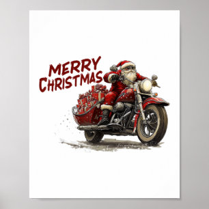 Frohe Weihnachten Santa fährt auf einem Oldtimer-M Poster