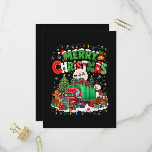 Frohe Weihnachten Santa fährt LKW Weihnachtsbäume  Einladungspostkarte