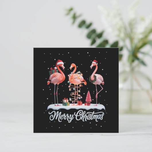 Frohe Weihnachten Santa Flamingo Light Snow Xmas (Stehend Vorderseite)