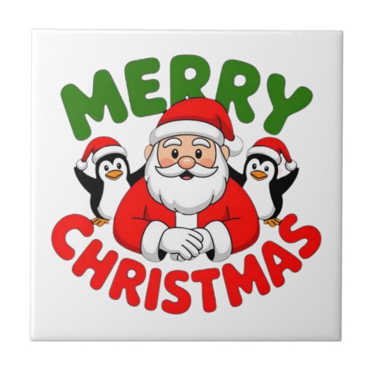 Frohe Weihnachten Santa Fliese (Vorderseite)