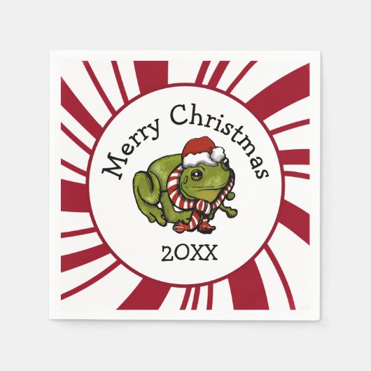 Frohe Weihnachten Santa Frosch Serviette (Vorderseite)