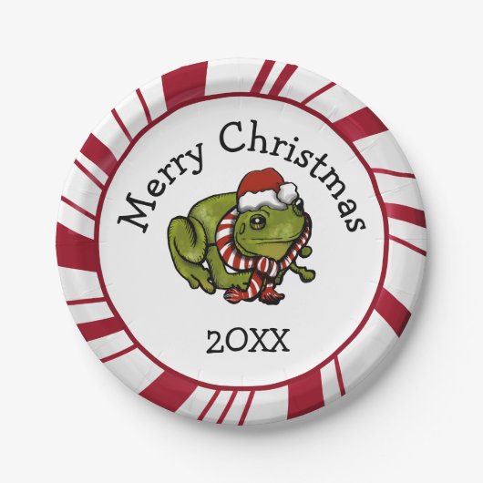 Frohe Weihnachten Santa Frosch Teller (Vorderseite)