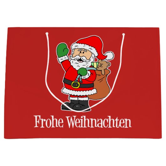 Frohe Weihnachten Santa German Frohe Weihnachten Große Geschenktüte (Vorderseite)