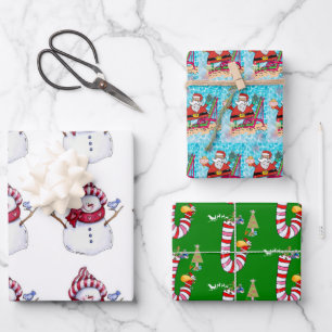 Frohe Weihnachten Santa Geschenkpapier Bogen Set