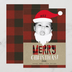 Frohe Weihnachten Santa-Gesicht Süßes Foto Feierta Einladung