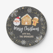 Frohe Weihnachten Santa Gingerbread House Party Pappteller (Vorderseite)