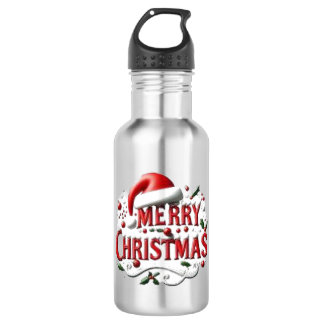 Frohe Weihnachten Santa Hut  Edelstahlflasche