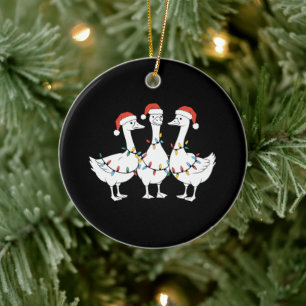 Frohe Weihnachten Santa Hut Enten Feiertag Xmas En Keramik Ornament