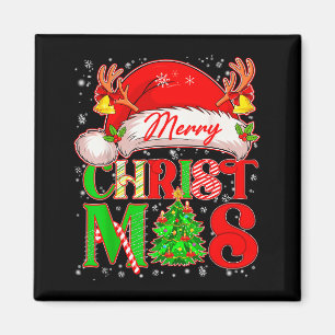 Frohe Weihnachten Santa Hut Familie passende Pyjam Magnet