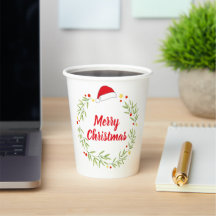 Frohe Weihnachten Santa Hut Grünzeug Kranz Party