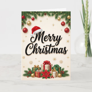 Frohe Weihnachten Santa Hut Grußkarte Karte