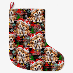 Frohe Weihnachten Santa Hut Hund Welpe Design - Sc Großer Weihnachtsstrumpf