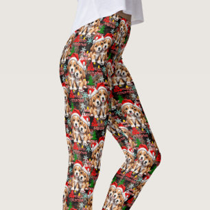 Frohe Weihnachten Santa Hut Hund Welpe Design - Sc Leggings